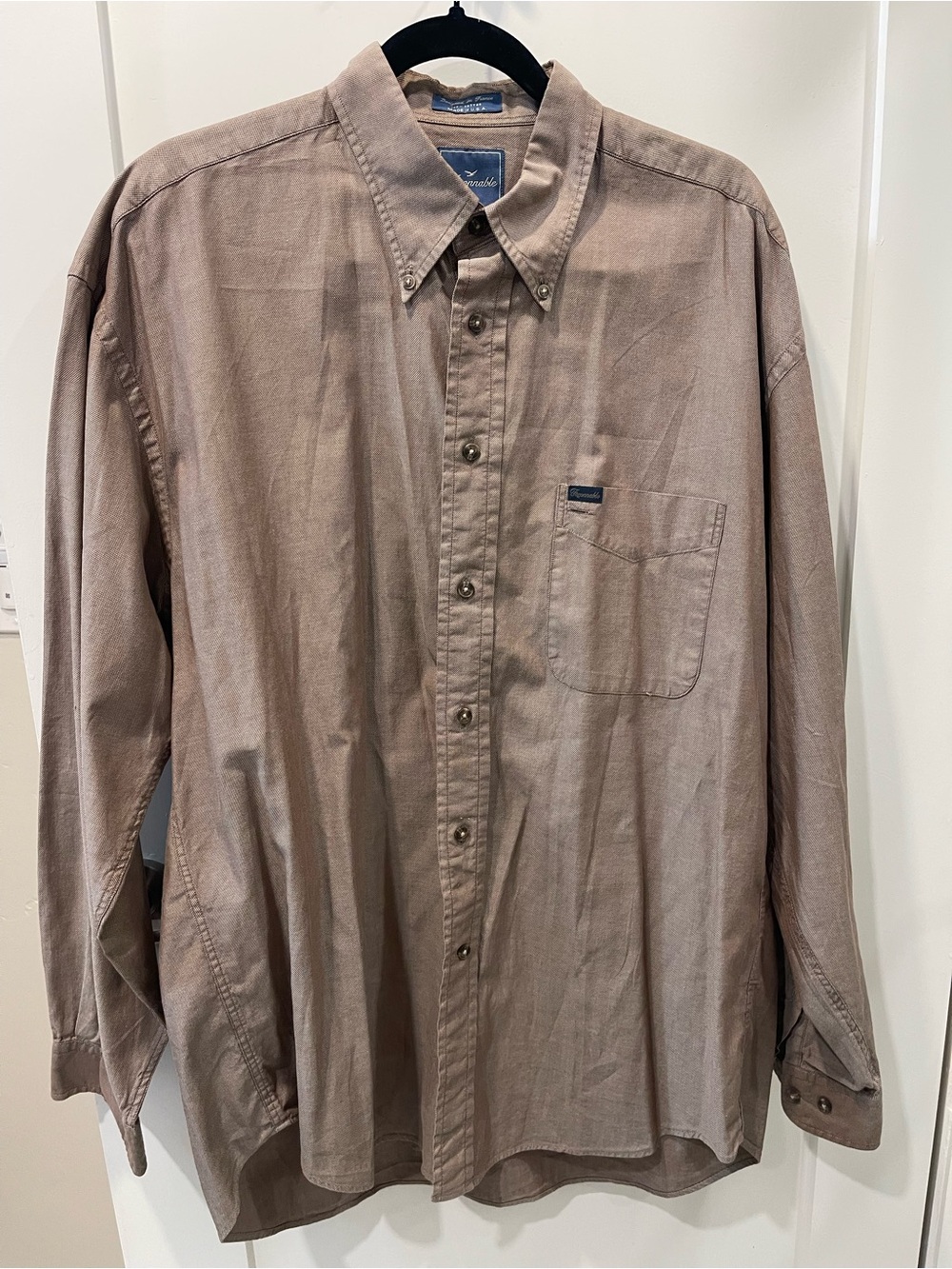 Faconnable Men's Long-Sleeve Button-Down Shirt in Taupe Brown